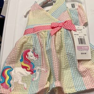 Colorful Unicorn Dress with Pink Bow